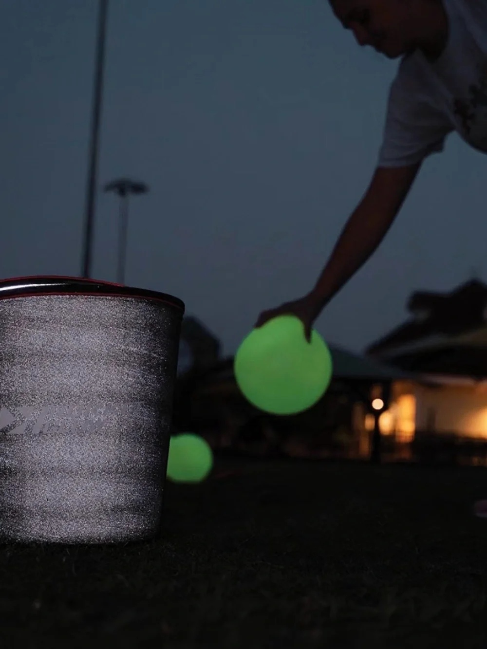 Rukket Glow Black Carrying Bucket with White Glow Dodge Balls (6-Pack) New